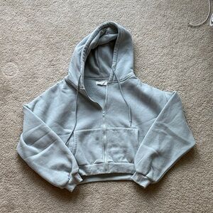 MARBLE Light Gray Cropped Hoodie